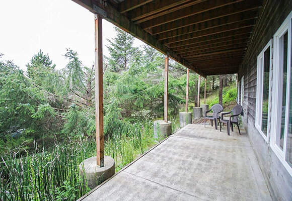 Theater retreat porch with great view of the forest